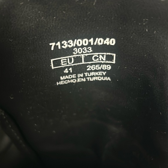 Zara Black Leather Combat Boots Stacked Heel Lug Sole - Picture 3 of 12